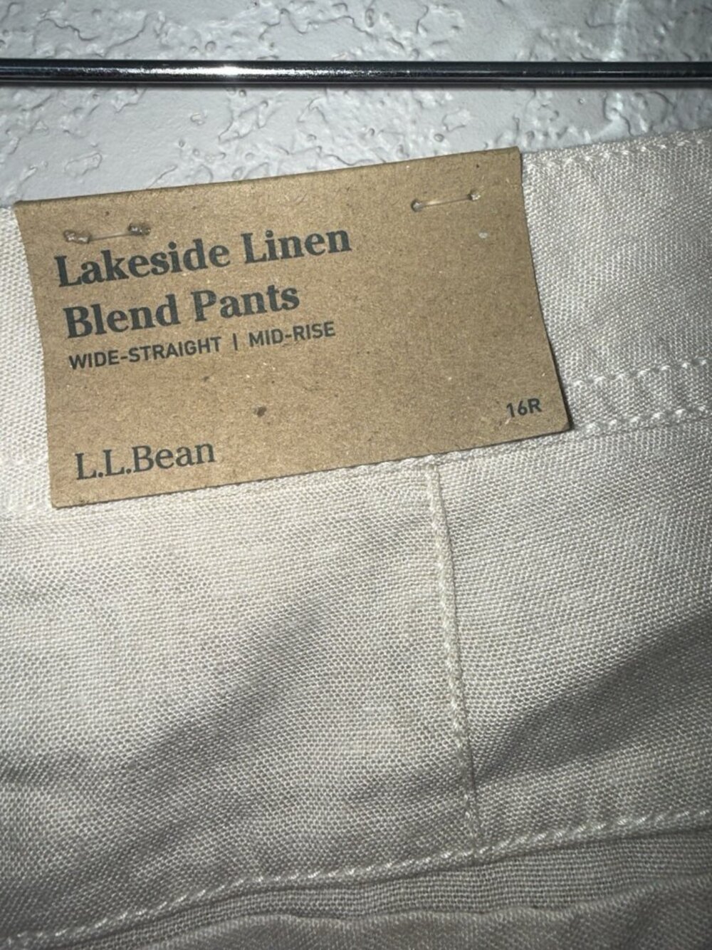 LL Bean Lakeside Linen Blend Pant Women 16 Reg Coastal Wide Leg NEW Pockets N - Picture 9 of 12
